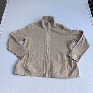 Talbots Waffle Knit Full Zip Jacket Women's 3X Oatmeal Beige Casual Cotton NWT